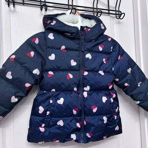 Navy Heart Print Puffer Jacket | Wonder Nation 4T